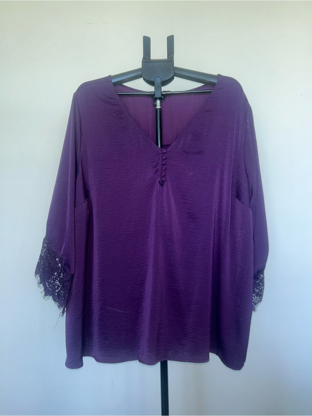 Torrid | Purple V-Neck Lace Sleeve Blouse
